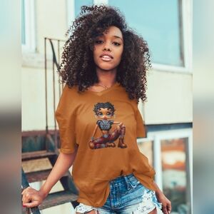 Graphic Tee with Black Betty Boop Cartoon Character S-XL